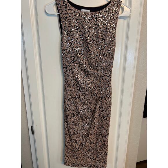 Calvin Klein Sequined Rose-Pattern Sheath Dress - Picture 12 of 12